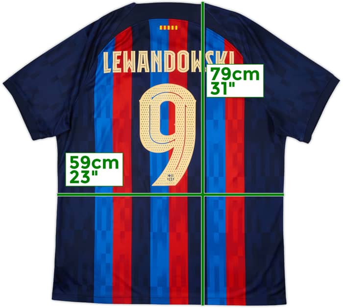 2022-23 Barcelona Home Shirt Lewandowski #9 - 10/10 - (XL)