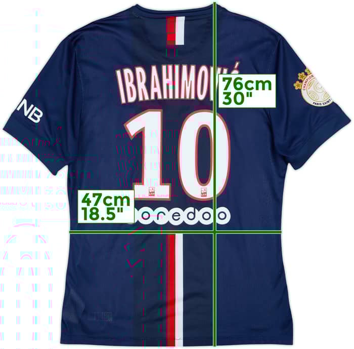 2015-16 Paris Saint-Germain Authentic Home Shirt Ibrahimovic #10 - 6/10 - (L)