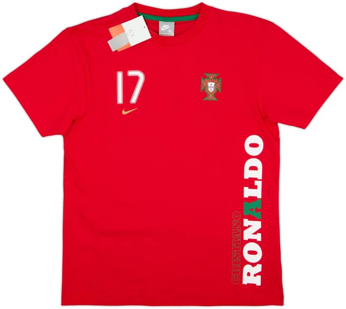 2008-09 Portugal Nike Cristiano Ronaldo Cotton Tee #17 (XL.Boys)