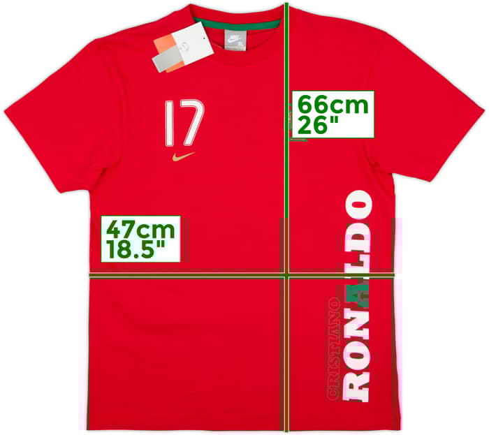 2008-09 Portugal Nike Cristiano Ronaldo Cotton Tee #17 (XL.Boys)