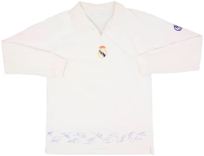 2002-03 Real Madrid 'Signed' Cotton L/S Shirt - 5/10 - (L)