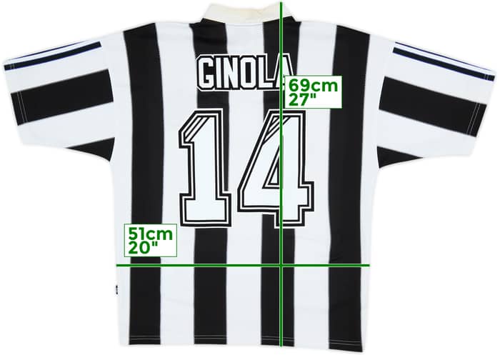 1995-97 Newcastle Home Shirt Ginola #14 - 8/10 - (M)