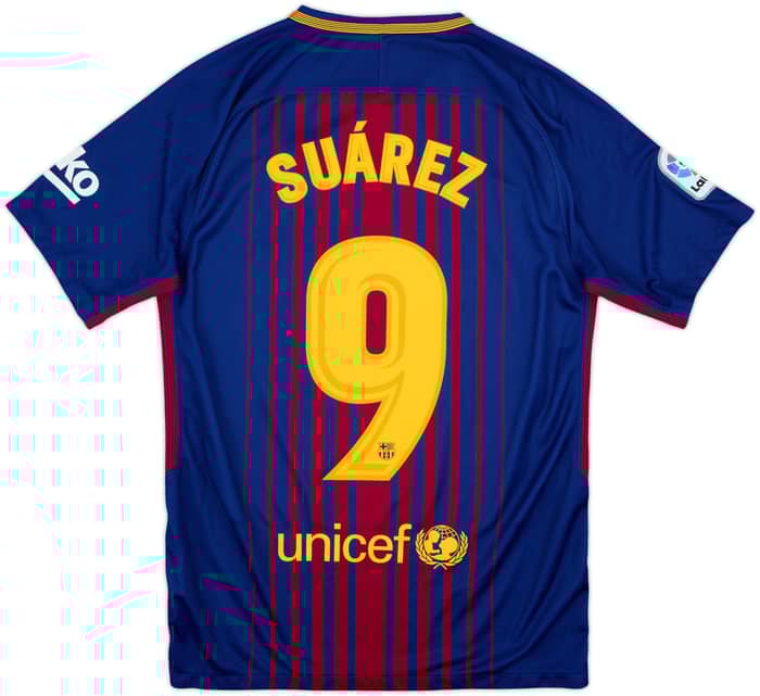2017-18 Barcelona Home Shirt Suarez #9 - 8/10 - (S)