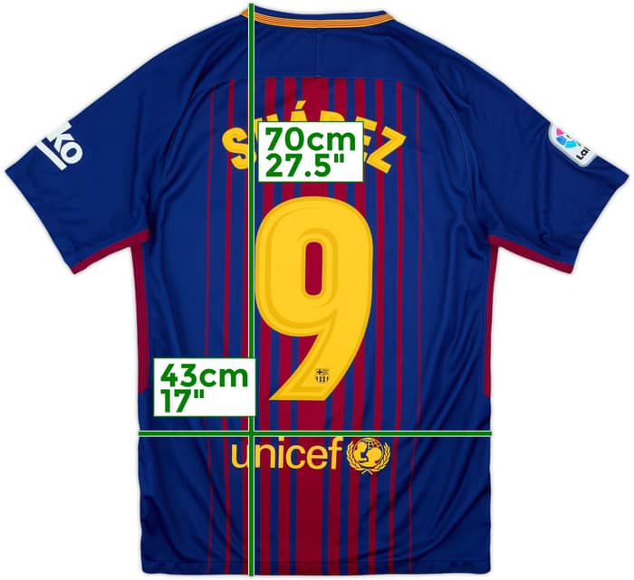 2017-18 Barcelona Home Shirt Suarez #9 - 8/10 - (S)
