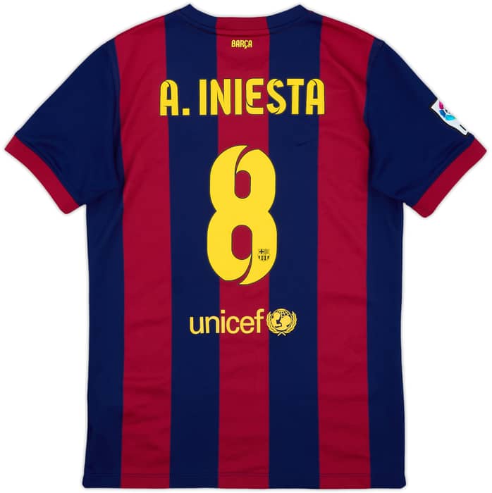 2014-15 Barcelona Home Shirt A.Iniesta #8 - 8/10 - (XL.Boys)