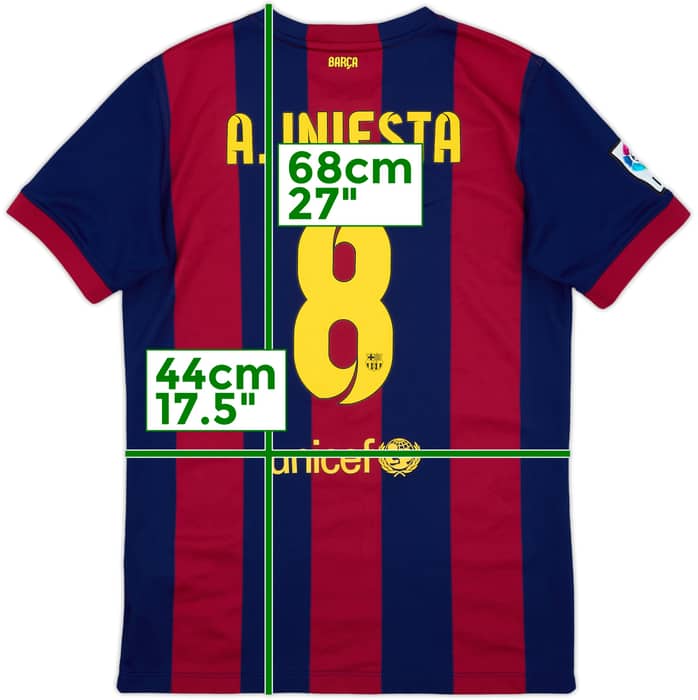 2014-15 Barcelona Home Shirt A.Iniesta #8 - 8/10 - (XL.Boys)