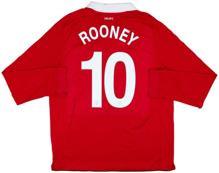 2010-11 Manchester United Home L/S Shirt Rooney #10 - 6/10 - (XL)