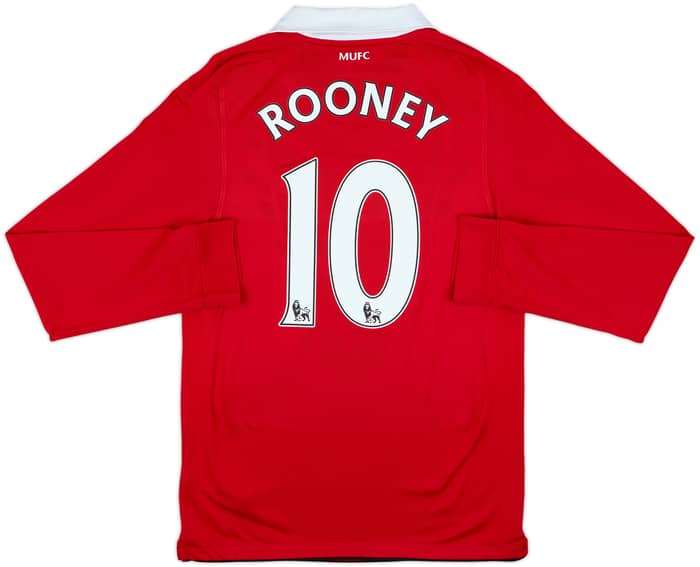 2010-11 Manchester United Home L/S Shirt Rooney #10 - 6/10 - (S)