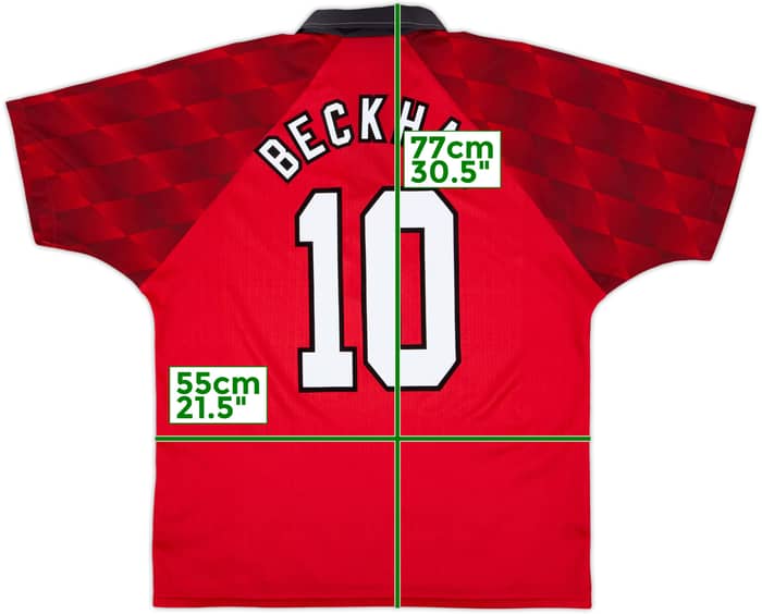 1996-98 Manchester United Home Shirt Beckham #10 - 8/10 - (L)
