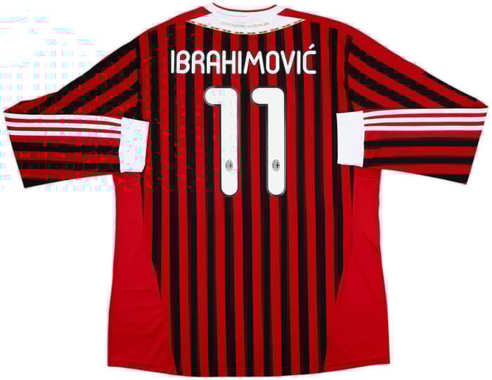 2011-12 AC Milan Home L/S Shirt Ibrahimovic #11 - 10/10 - (XXL)