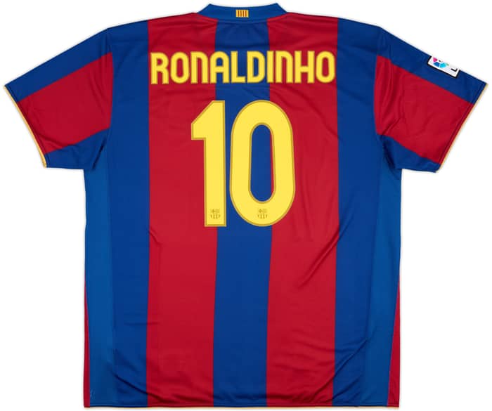 2007-08 Barcelona Home Shirt Ronaldinho #10 - 8/10 - (XXL)