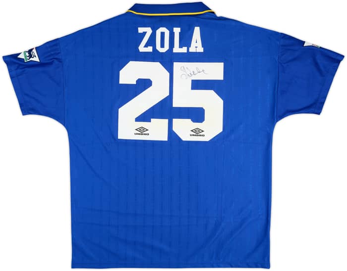1996-97 Chelsea Signed Home Shirt Zola #25 - 8/10 - (XL)