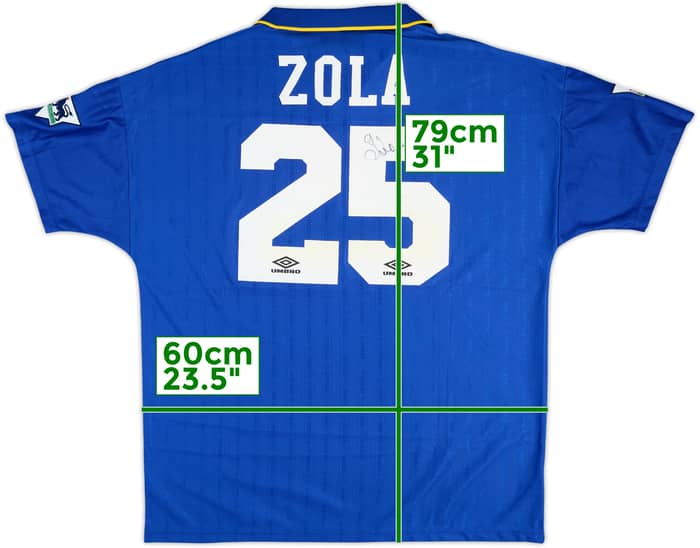 1996-97 Chelsea Signed Home Shirt Zola #25 - 8/10 - (XL)