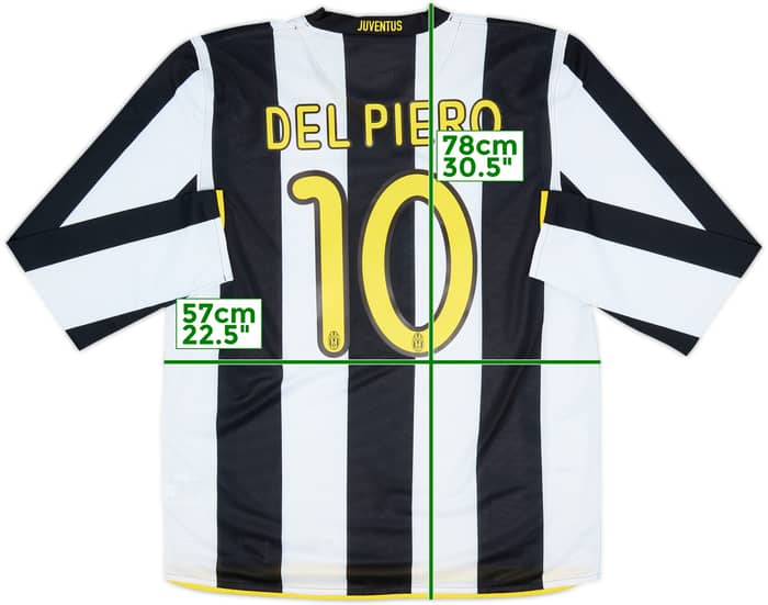 2008-09 Juventus Authentic Home L/S Shirt Del Piero #10 - 8/10 - (XL)