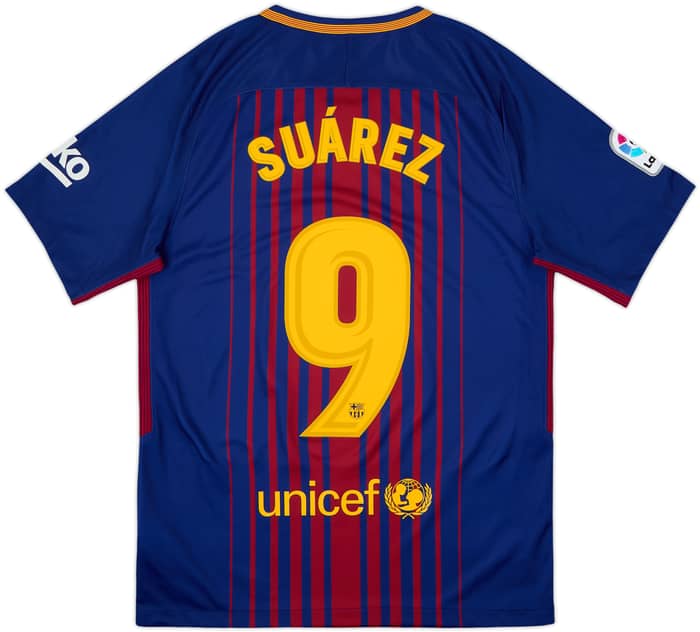2017-18 Barcelona Home Shirt Suarez #9 - 9/10 - (S)