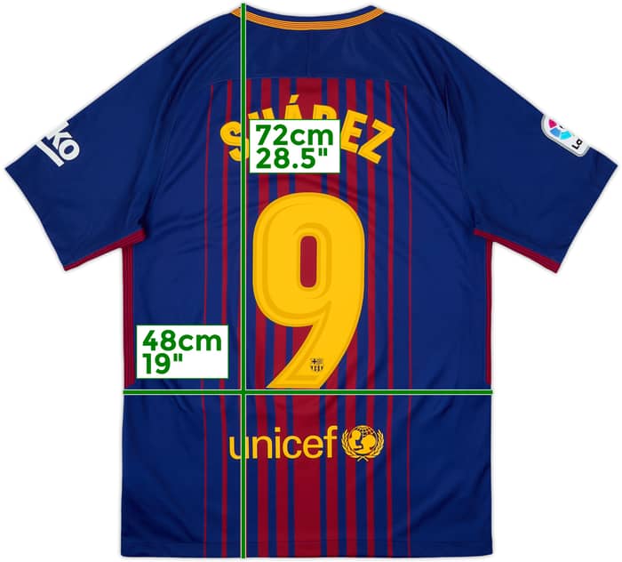 2017-18 Barcelona Home Shirt Suarez #9 - 9/10 - (S)