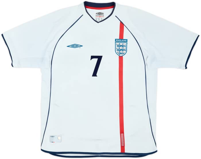 2001-03 England Home Shirt Beckham #7 - 6/10 - (L)