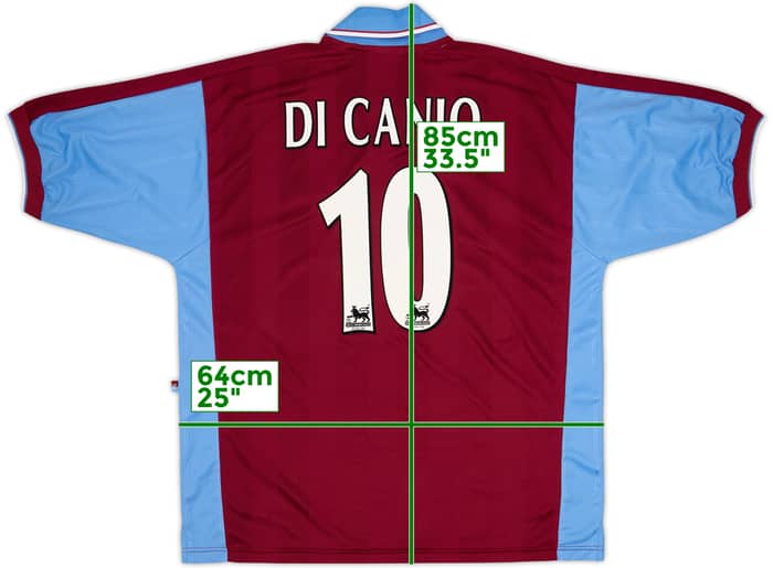 Camiseta de local del West Ham 1998-99 Di Canio #10 - 8/10 - (XL)