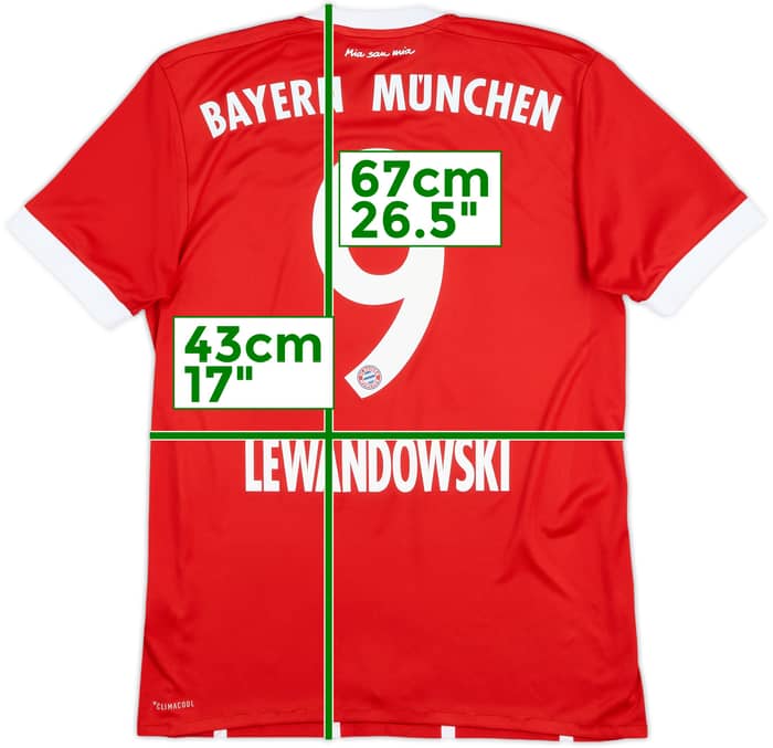 2017-18 Bayern Munich Home Shirt Lewandowski #9 - 8/10 - (XS)