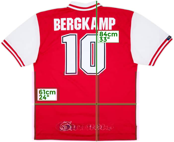 1996-98 Arsenal Home Shirt Bergkamp #10 - 7/10 - (XXL)