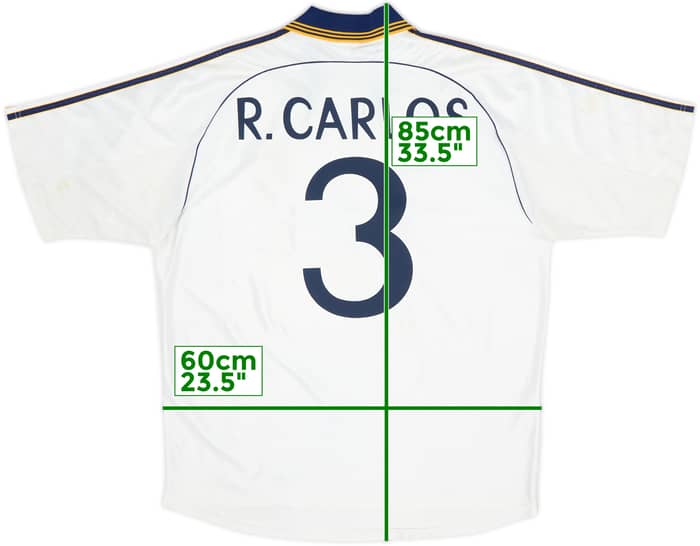 1998-00 Real Madrid Home Shirt R.Carlos #3 - 7/10 - (XL)