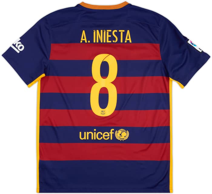 2015-16 Barcelona Home Shirt Iniesta #8 - 9/10 - (L)