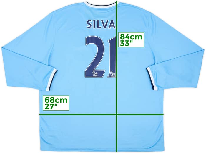 2013-14 Manchester City Home L/S Shirt Silva #21 - 8/10 - (3XL)