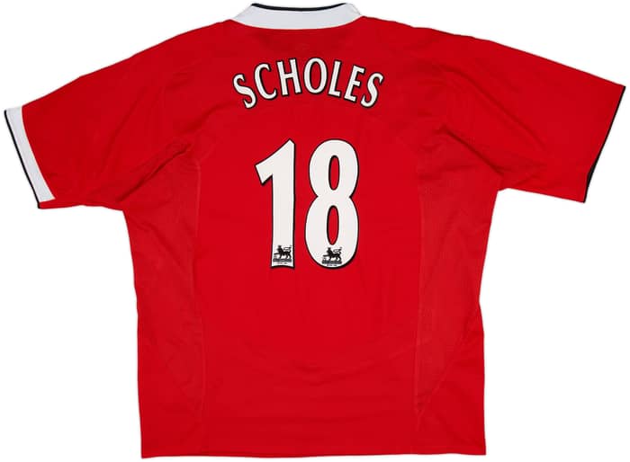 2004-06 Manchester United Home Shirt Scholes #18 - 8/10 - (XXL)