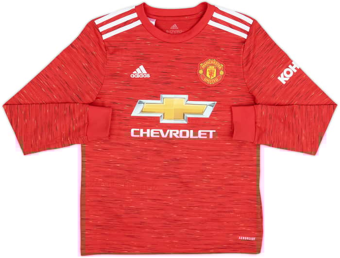 2020-21 Manchester United Home L/S Shirt Van De Beek #34 - 8/10 - (M.Boys)