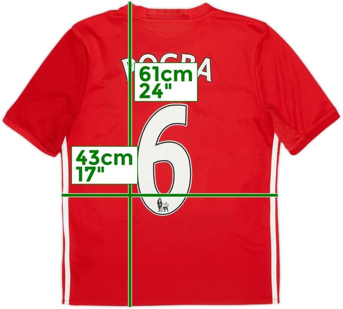 2016-17 Manchester United Home Shirt Pogba #6 - 6/10 - (L.Boys)