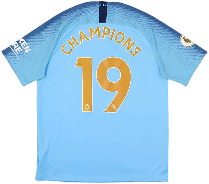 2018-19 Manchester City Home Shirt Champions #19 - 7/10 - (L)