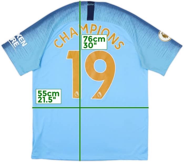 2018-19 Manchester City Home Shirt Champions #19 - 7/10 - (L)