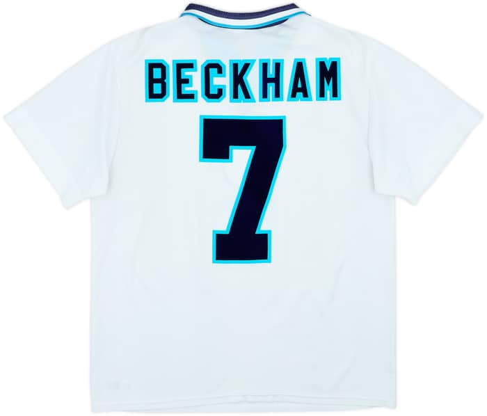 1995-97 England Home Shirt Beckham #7 - 6/10 - (L)