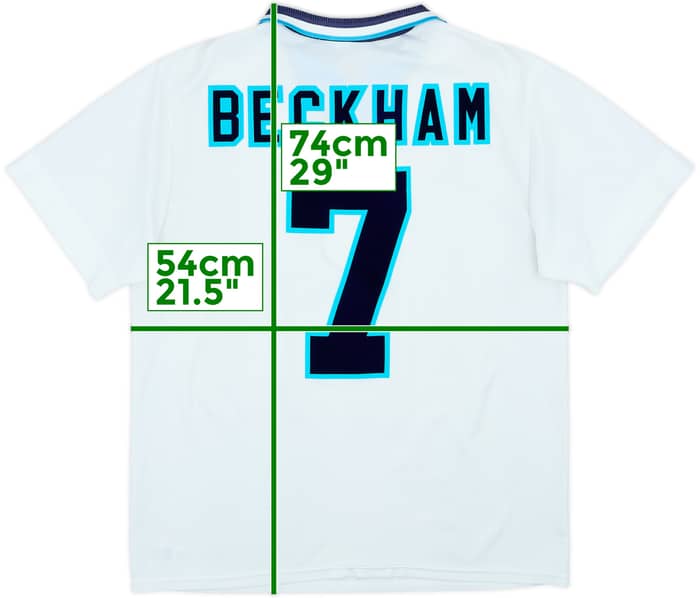 1995-97 England Home Shirt Beckham #7 - 6/10 - (L)