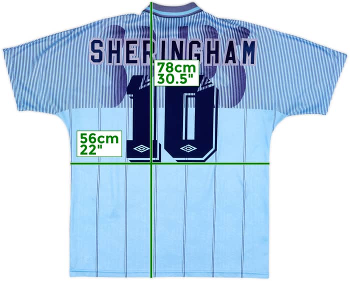 1991-94 Tottenham Third Shirt Sheringham #10 - 8/10 - (XL)