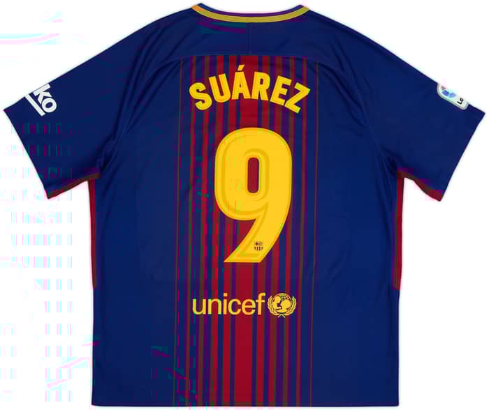 2017-18 Barcelona Home Shirt Suarez #9 - 7/10 - (XL)