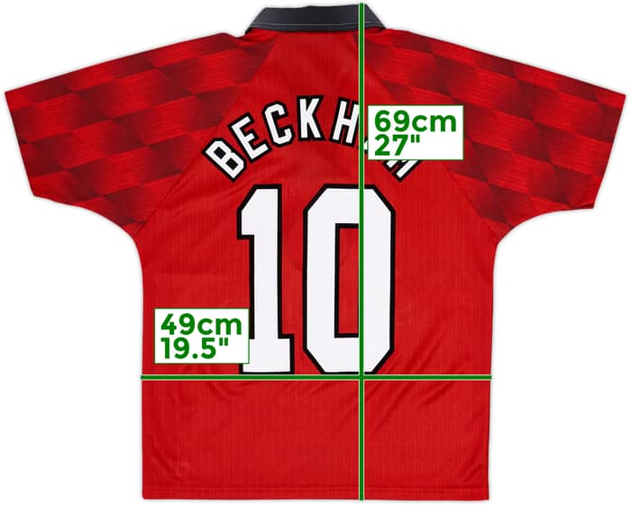 1996-98 Manchester United Home Shirt Beckham #10 - 9/10 - (Y)