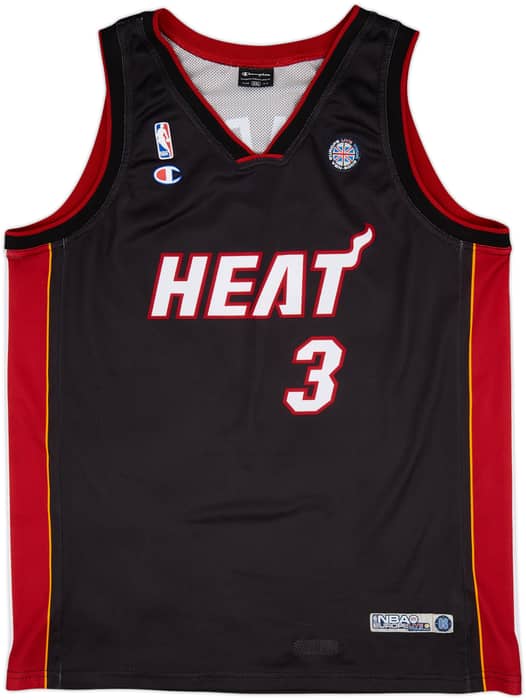 2008 Miami Heat Wade #3 Champion Europe Live Tour Away Jersey - 8/10 - (XXL)