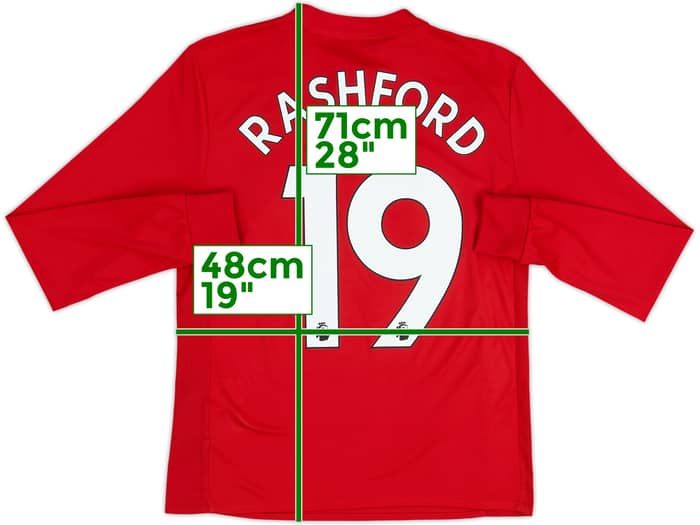 2017-18 Manchester United Home L/S Shirt Rashford #19 - 10/10 - (L.Boys)