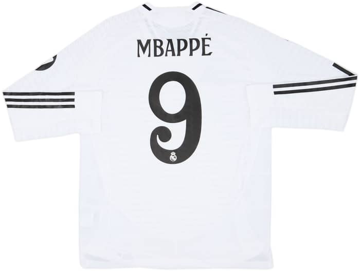 2024-25 Real Madrid Authentic Home L/S Shirt Mbappe #9 (L)