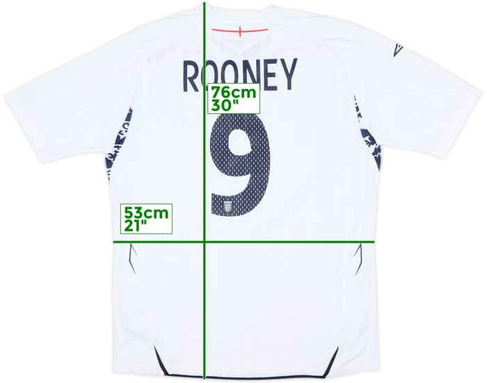 2007-09 England Home Shirt Rooney #9 - 6/10 - (L)