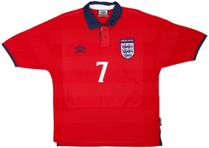 1999-01 England Away Shirt Beckham #7 - 10/10 - (Y)