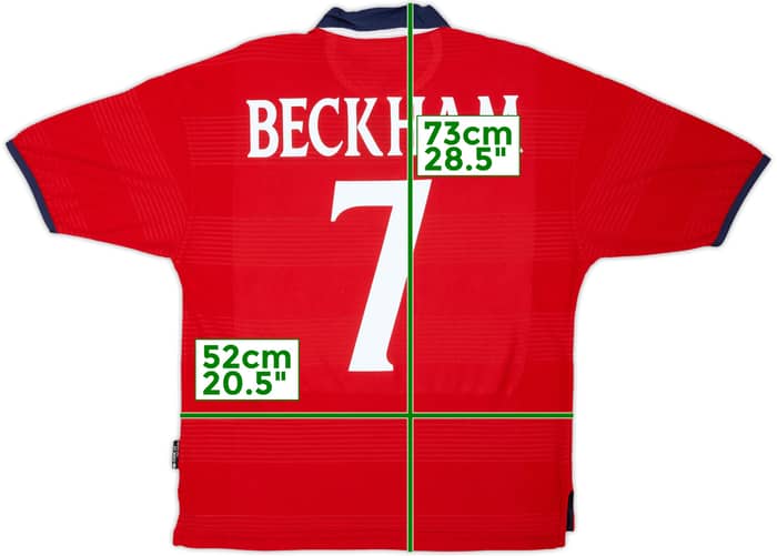 1999-01 England Away Shirt Beckham #7 - 10/10 - (Y)