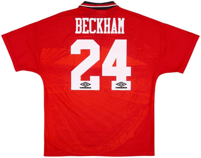 1994-96 Manchester United Home Shirt Beckham #24 - 9/10 - (L)