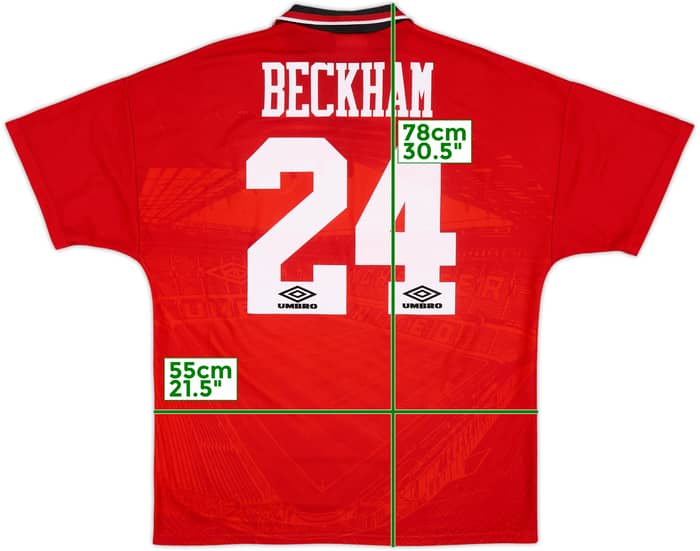 1994-96 Manchester United Home Shirt Beckham #24 - 9/10 - (L)
