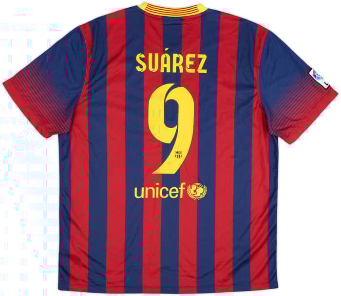 2013-14 Barcelona Home Shirt Suarez #9 - 8/10 - (XL)