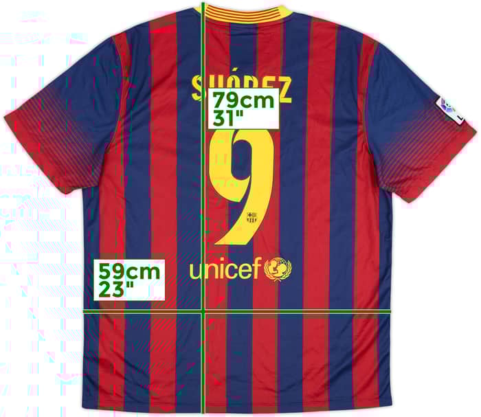 2013-14 Barcelona Home Shirt Suarez #9 - 8/10 - (XL)