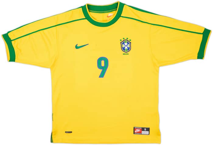 1998-00 Brazil Home Shirt Ronaldo #9 - 6/10 - (S)