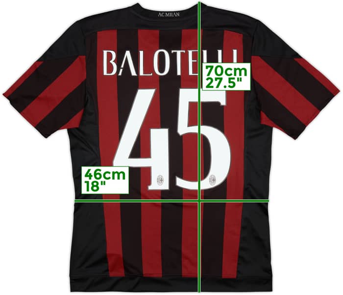 2015-16 AC Milan Home Shirt Balotelli #45 - 10/10 - (M)