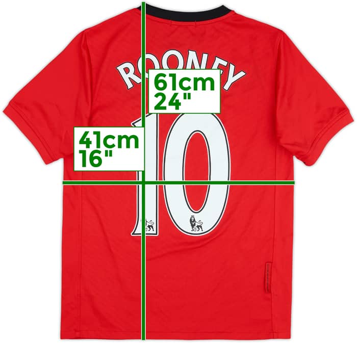 2009-10 Manchester United Home Shirt Rooney #10 - 6/10 - (M.Boys)